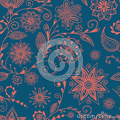 Simple flowers in the styles of mehndi pattern Vector Illustration